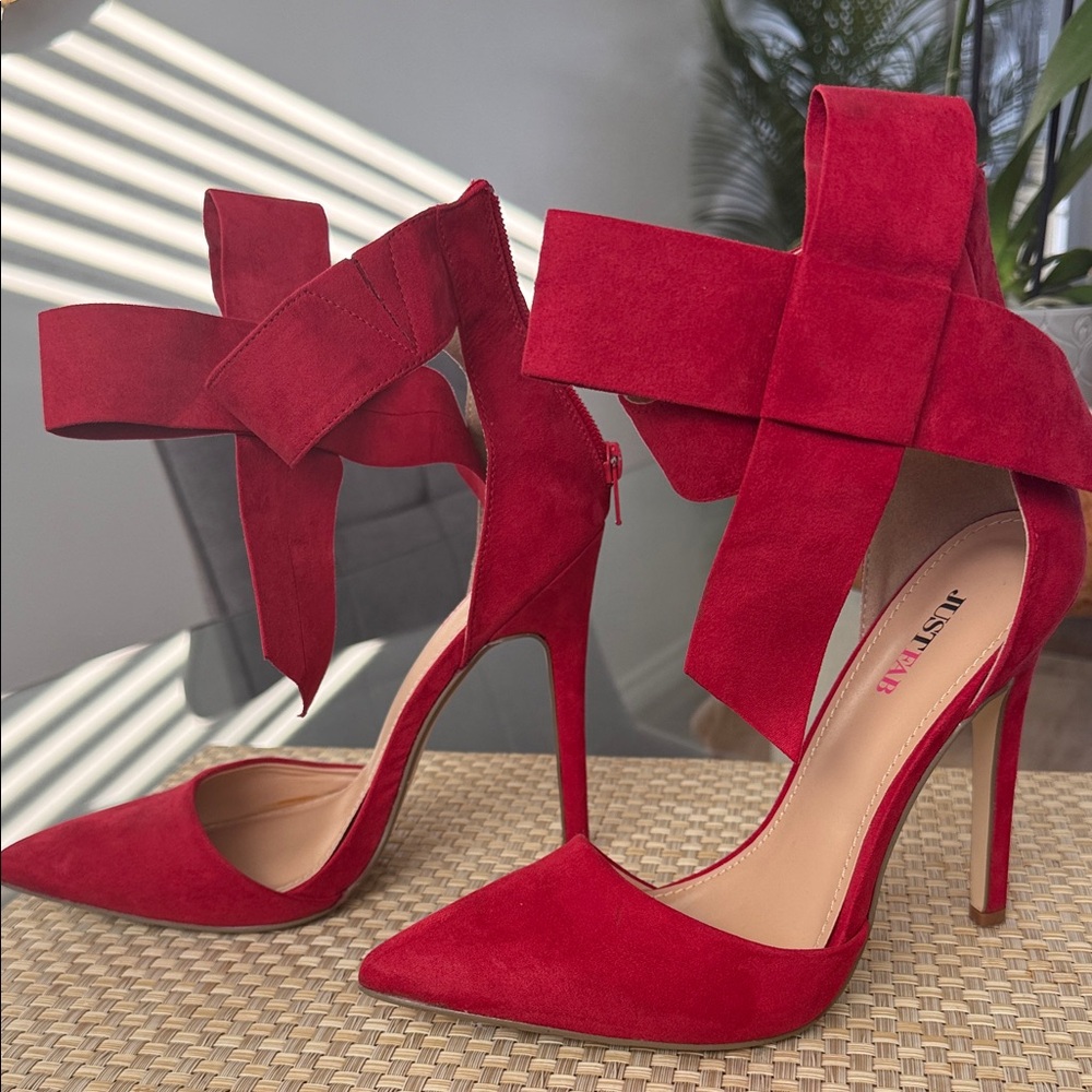 JustFab Red Bow Heels